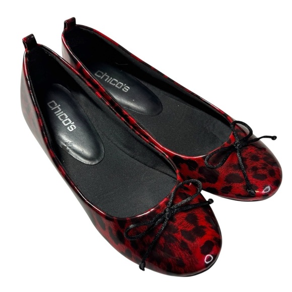 Chicos leopard cheetah animal print patent ballet flats shoes women’s 7 M - Picture 2 of 14